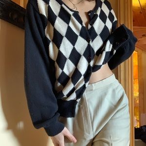 Checkered knit sweater
